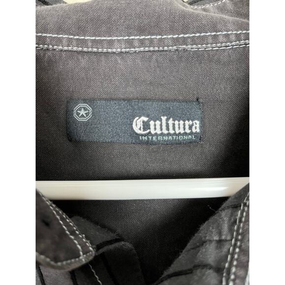 Cultura International Black Pinstripe Button-Up Dress Shirt, Size 3X - Picture 5 of 10